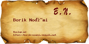 Borik Noémi névjegykártya